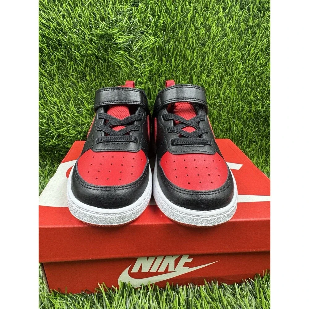 Nike Court Borough Toddler Sneaker Shoes Black/University Red Size 9 New - Picture 2 of 15